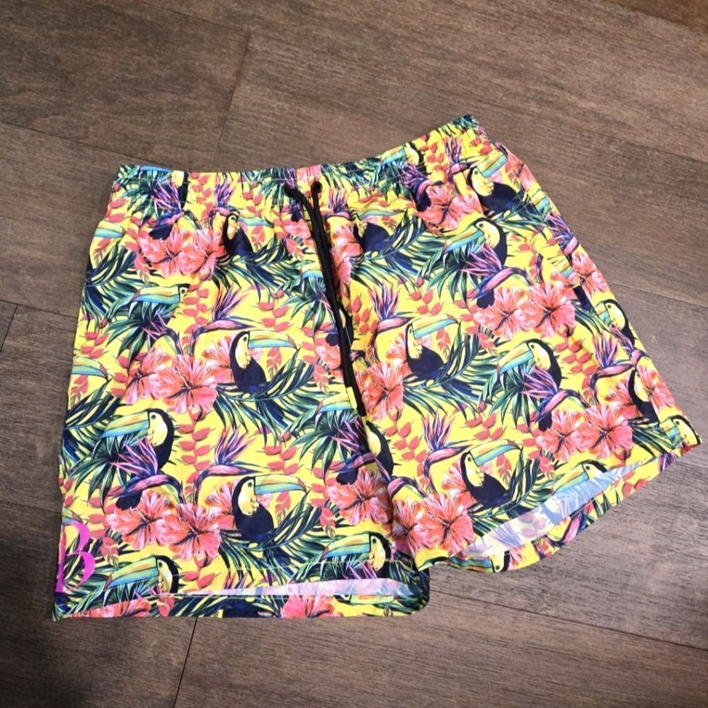 Bomber Kakadu floral Italian Swim trunks shorts size L XL New